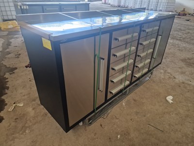 Lot 390 - Unused 7' Work Steel Bench, 10 Drawers, 2 Cabinet