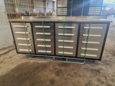 Lot 65 - Unused 7' Work Steel Bench, 20 Drawers