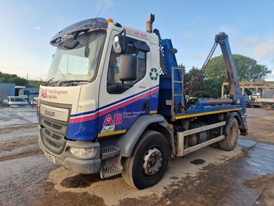 Lot 114 - 2016 DAF LF220 4x2 Skip Loader Lorry, Extendable Arms, Hyvalift Equipment, Manual Gear Box (Gear Linkage Fault - No Reverse)