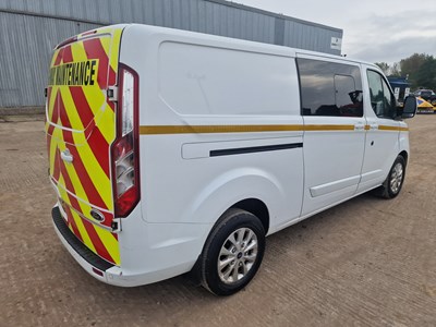 Lot 81 - Ford Transit Custom 2.0 130PS Eco Blue Limited 6 Speed Crew Cab Van, Side Doors, Rear Seats, Bluetooth, Cruise Control, A/C (Tested 03/24)