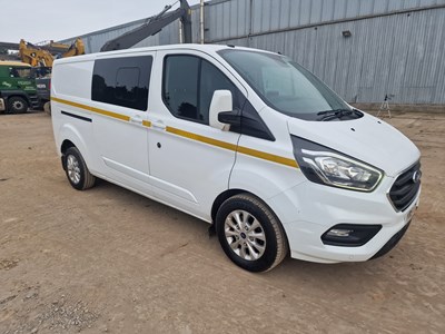 Lot 81 - Ford Transit Custom 2.0 130PS Eco Blue Limited 6 Speed Crew Cab Van, Side Doors, Rear Seats, Bluetooth, Cruise Control, A/C (Tested 03/24)