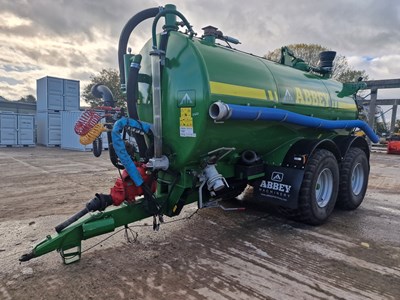 Lot 2022 Abbey 3500RT Twin Axle PTO Driven Slurry Tanker, Top Fill, Sprung Draw Bar, Air Brakes, Rear Steer