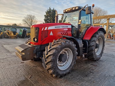 Lot 189 - 2009 Massey Ferguson 6499 Dyna 6 4WD Tractor, Front Weight, Front Suspension, Cab Suspension, 4 Spool Valves, Push Out Hitch, A/C(Reg. Docs. Available)