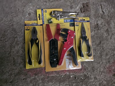 Lot 87 - Unused Marksman 2Pcs Wire Stripper Set, 5" Mole Grips, 6" Combination Pliers, 6" Long Nose Pliers