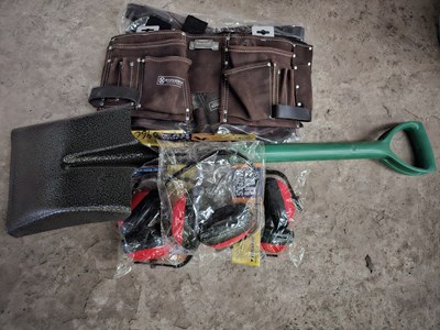 Lot 73 - Unused Marksman , Shovel, 10 Pocket Tool Belt (3 of), Ear Defenders (3 of)