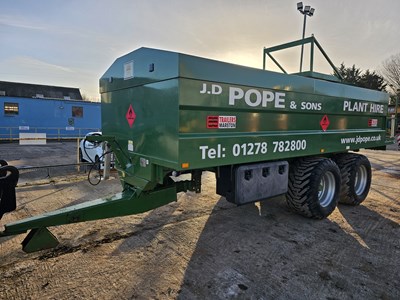 Lot 178 - 2007 Marshall BSB2000 2000 Gallon Twin Axle Bunded Fuel Bowser, Sprung Draw Bar, Petrol Honda Pump