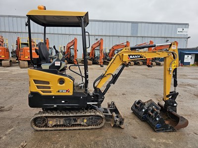 Lot 2021 Sany SY16C Rubber Tracks, Blade, Offset, QH, Piped, Expanding Undercarriage, Canopy, 4 Buckets