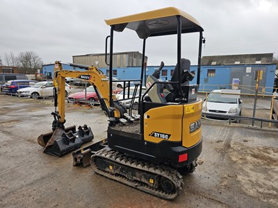 Lot 2021 Sany SY16C Rubber Tracks, Blade, Offset, QH, Piped, Expanding Undercarriage, Canopy, 4 Buckets