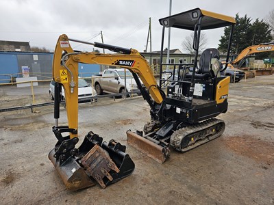 Lot 2021 Sany SY16C Rubber Tracks, Blade, Offset, QH, Piped, Expanding Undercarriage, Canopy, 4 Buckets