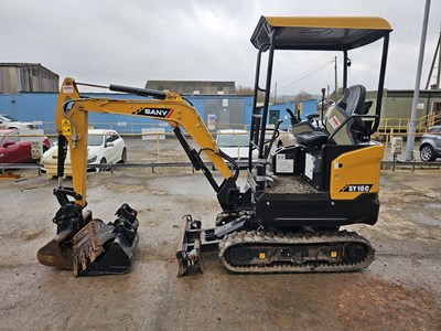 Lot 2021 Sany SY16C Rubber Tracks, Blade, Offset, QH, Piped, Expanding Undercarriage, Canopy, 4 Buckets