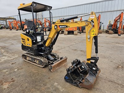 Lot 2021 Sany SY16C Rubber Tracks, Blade, Offset, QH, Piped, Expanding Undercarriage, Canopy, 4 Buckets