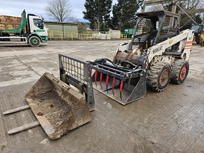 Lot 326 - Bobcat 863 Skidsteer Loader, Piped, Hydraulic Muck Grab, Bucket & Forks