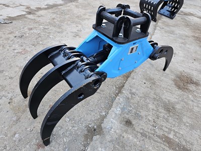 Lot 562 - Unused Hydraulic Log Grab 35mm Pin to suit 1-3 Ton Excavator, 4 Way  Headstock