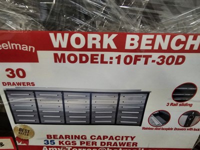 Lot 76 - Unused 10' Work Bench, 30 Drawers