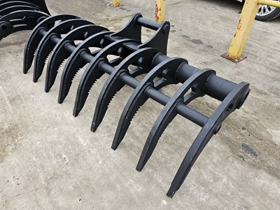 Lot Unused Hardlife 72" Root Rake 65mm Pin to suit 13 Ton Excavator