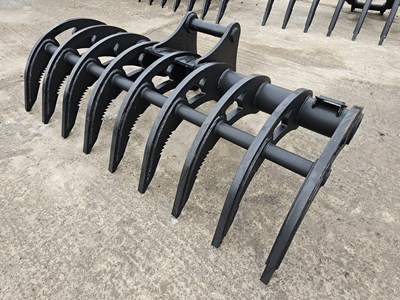 Lot Unused Hardlife 72" Root Rake 65mm Pin to suit 13 Ton Excavator