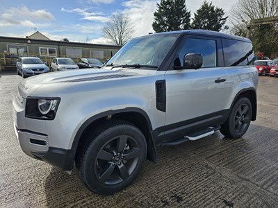 Lot 90 - 2022 Landrover Defender D250 Hard Top, 3.0D Commercial, Auto, 360 Camera, Sat Nav, Parking Sensors, Heated Seats, Lane Assist, Bluetooth, Cruise Control, Climate Control (PLUS VAT)