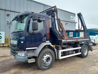 Lot 2014 DAF LF220 Euro 6 Skip Loader Lorry, Boughton Gear, Reverse & Blind Spot Camera, Manual Gear Box, A/C