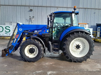 Lot New Holland T5.115 4WD Tractor, MX U308 Loader,  3 Spool Valves, Push Out Hitch, A/C