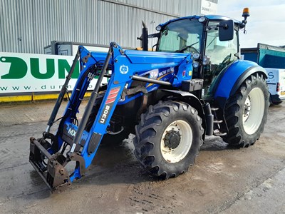 Lot New Holland T5.115 4WD Tractor, MX U308 Loader,  3 Spool Valves, Push Out Hitch, A/C