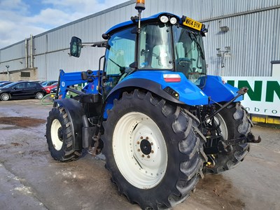 Lot New Holland T5.115 4WD Tractor, MX U308 Loader,  3 Spool Valves, Push Out Hitch, A/C