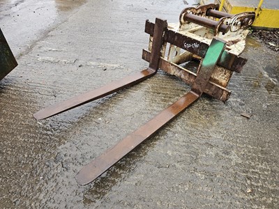 Lot 645 - Dromone Pallet Forks 65mm Pin to suit 13 Ton Excavator