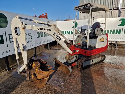 Lot 166 - 2015 Takeuchi TB216, Rubber Tracks, Blade, Offset, Harford Safelock Manual QH, Piped, Expanding Undercarriage, Canopy, 40", 24", 12" Bucket (Declaration of Conformity Available)