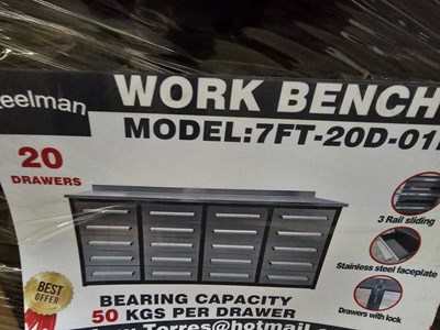 Lot 82 - Unused 7' Work Bench, 20 Drawers