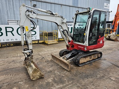 Lot 2018 Takeuchi TB230 Rubber Tracks, Blade, Offset, CV, Hill Hydraulic QH, Piped