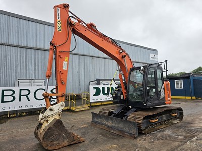 Lot 216 - 2019 Hitachi ZX135US-6 700mm Steel Tracks, Blade, CV, Hill Hydraulic QH, Piped, Reverse & Blind Spot Camera, A/C