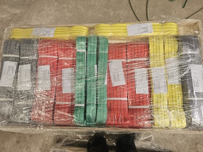 Lot 434 - Pallet of Unused Lifting Slings (5Ton x 6m (2 of), 5Ton x 4m (2 of), 4Ton x 6m (4 of), 4Ton x 4m (2 of), 3Ton x 6m (2 of), 3Ton x 4m (4 of), 2Ton x 4m (6 of))