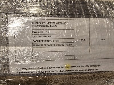 Lot 435 - Pallet of Unused Lifting Slings (5Ton x 6m (2 of), 5Ton x 4m (2 of), 4Ton x 6m (4 of), 4Ton x 4m (2 of), 3Ton x 6m (2 of), 3Ton x 4m (4 of), 2Ton x 4m (6 of))