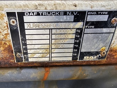 Lot 774 - DAF LF55.170 4x2 Pole Erecting Lorry, Terex Atlas 85.2 Crane, Auger (Engine Runs, Doesn't Hold Air)