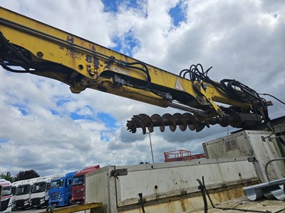 Lot 774 - DAF LF55.170 4x2 Pole Erecting Lorry, Terex Atlas 85.2 Crane, Auger (Engine Runs, Doesn't Hold Air)