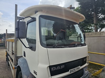 Lot 774 - DAF LF55.170 4x2 Pole Erecting Lorry, Terex Atlas 85.2 Crane, Auger (Engine Runs, Doesn't Hold Air)