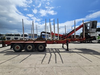 Lot 138 - 2012 Dennison Tri Axle Timber Trailer, Palfinger Q170 Crane, Full Cab, WLI, Heater & Heated Seat, Spare Pins For Bolsters (Tested 01/25)