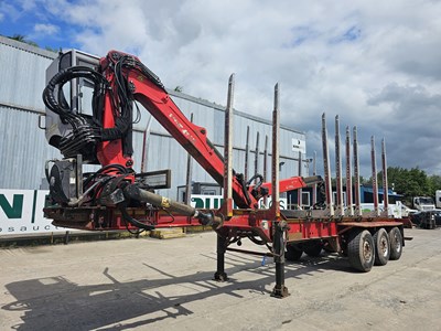 Lot 138 - 2012 Dennison Tri Axle Timber Trailer, Palfinger Q170 Crane, Full Cab, WLI, Heater & Heated Seat, Spare Pins For Bolsters (Tested 01/25)