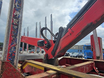 Lot 138 - 2012 Dennison Tri Axle Timber Trailer, Palfinger Q170 Crane, Full Cab, WLI, Heater & Heated Seat, Spare Pins For Bolsters (Tested 01/25)
