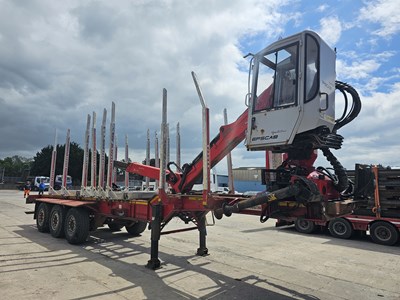 Lot 138 - 2012 Dennison Tri Axle Timber Trailer, Palfinger Q170 Crane, Full Cab, WLI, Heater & Heated Seat, Spare Pins For Bolsters (Tested 01/25)