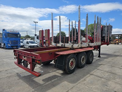 Lot 138 - 2012 Dennison Tri Axle Timber Trailer, Palfinger Q170 Crane, Full Cab, WLI, Heater & Heated Seat, Spare Pins For Bolsters (Tested 01/25)