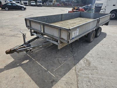 Lot 107 - Ifor Williams LM146G 3.5 Ton Twin Axle Dropside Flat Bed Trailer (Axle U-Bolt Missing)