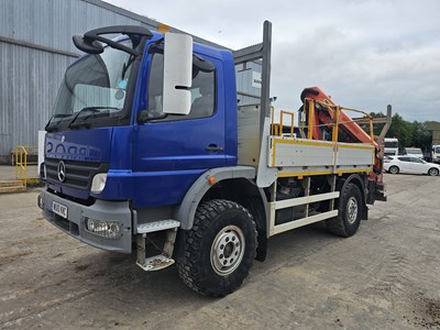 Lot 115 - Mercedes Atego 4x4 Drop Side Lorry, Rear Mounted Palfinger PK12001EH Crane, Manual Gear Box, Reverse Camera