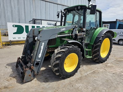 Lot 317B - John Deere 6320 4WD Tractor, Quicke Q40 Loader, 3 Spool Valves, A/C