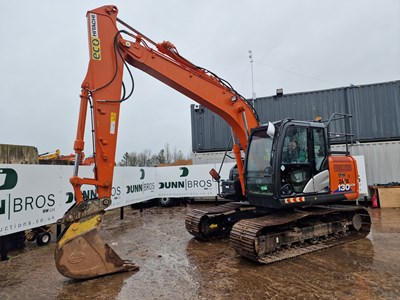 Lot 181 - 2019 Hitachi ZX130LCN-6, 700mm Steel Tracks, CV, Geith Hydraulic QH, Piped, 3 Way Camera, A/C, 18" Bucket