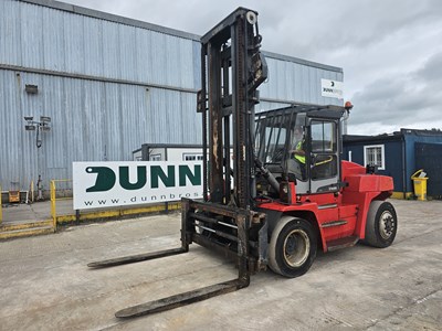 Lot 2012 Kalmar DCE90-6 Reverse Drive Diesel Forklift, 2 Stage Mast, Side Shift, Fork Positioner, A/C, Forks