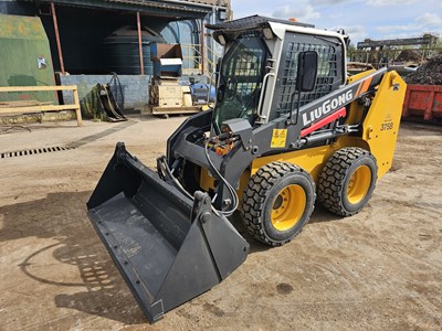 Lot Unused 2024 Liugong LG375B Skidsteer Loader, Piped, Full Cab, A/C, 3 in 1 Bucket