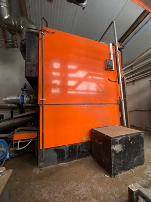 Lot 434 - 2013 Dalessandro 230Kw Biomass Boiler, Woodchip Fuel, 199Kw Heat Out Put, includes Water Tank & Expansion Vessel, Clarke Compressor (Being Sold Off Site)